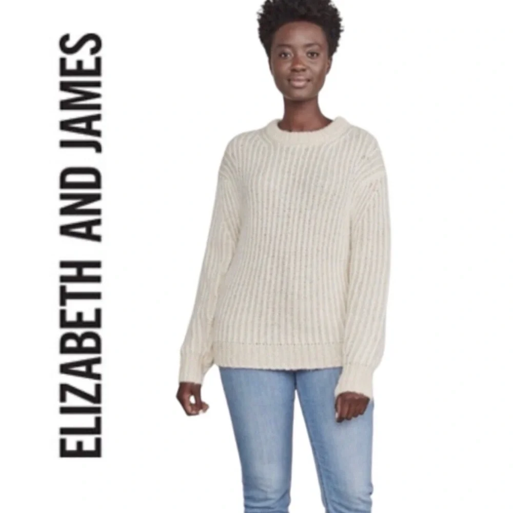 Elizabeth and James Cream Fisherman’s Rib Sweater SIze XXL - Picture 12 of 13